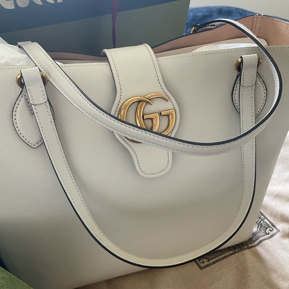 Women's Gucci White Medium Tote With Double G - Picture 2 of 6